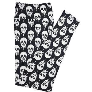 LuLaRoe Leggings TC Tall & Curvy (12-18) White Skull Dripping Face Fast Ship!